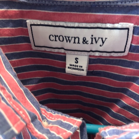 Crown & Ivy Pink and blue striped button down - Picture 2 of 3